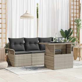 Conjunto de sofá de jardín 5 pcs Gris Claro ratán sintético en Sofás de exterior | Comprar online en Foru.es
