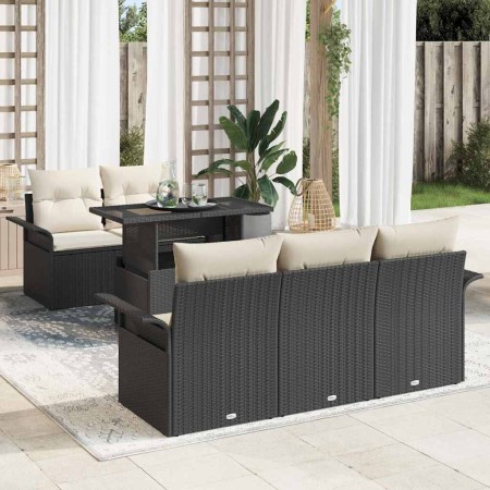 Conjunto de sofá de jardín 6 pcs Negro ratán sintético en Sofás de exterior | Comprar online en Foru.es