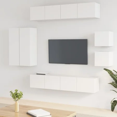 Set de muebles para TV 8 piezas madera contrachapada blanco de vidaXL, Muebles TV - Ref: Foro24-3114486, Precio: 342,84 €, De...
