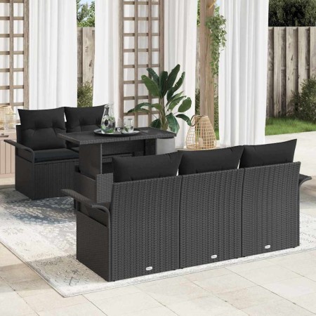 Conjunto de sofá de jardín 6 pcs Negro ratán sintético en Sofás de exterior | Comprar online en Foru.es