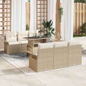 Conjunto de sofá de jardín 7 pcs Beige ratán sintético en Sofás de exterior | Comprar online en Foru.es
