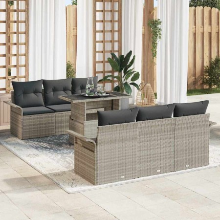 Conjunto de sofá de jardín 7 pcs Gris Claro ratán sintético en Sofás de exterior | Comprar online en Foru.es