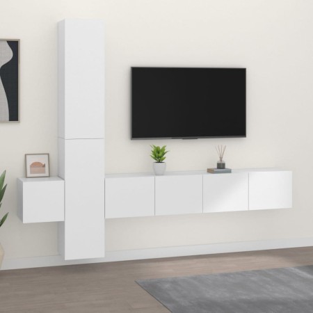 Set de muebles para TV 5 piezas madera contrachapada blanco de vidaXL, Muebles TV - Ref: Foro24-3114246, Precio: 227,40 €, De...