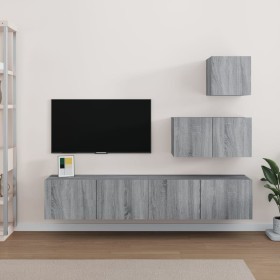 Set de muebles para TV 4 pzas madera contrachapada gris Sonoma de vidaXL, Muebles TV - Ref: Foro24-3114644, Precio: 117,26 €,...