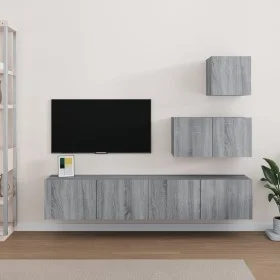 Set de muebles para TV 4 pzas madera contrachapada gris Sonoma de vidaXL, Muebles TV - Ref: Foro24-3114644, Precio: 115,17 €,...
