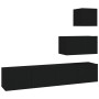 Set de muebles para TV 4 piezas madera contrachapada negro de vidaXL, Muebles TV - Ref: Foro24-3114639, Precio: 154,29 €, Des...