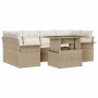 Conjunto de sofá de jardín 7 pcs Beige ratán sintético en Sofás de exterior | Comprar online en Foru.es