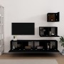 Set de muebles para TV 4 piezas madera contrachapada negro de vidaXL, Muebles TV - Ref: Foro24-3114639, Precio: 154,29 €, Des...