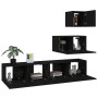 Set de muebles para TV 4 piezas madera contrachapada negro de vidaXL, Muebles TV - Ref: Foro24-3114639, Precio: 154,29 €, Des...