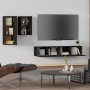 Set de muebles para TV 4 piezas madera contrachapada negro de vidaXL, Muebles TV - Ref: Foro24-3114623, Precio: 162,93 €, Des...