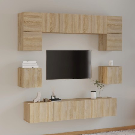 Set de muebles para TV 8 pzas madera contrachapada roble Sonoma de vidaXL, Muebles TV - Ref: Foro24-3114408, Precio: 251,05 €...