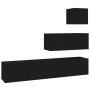 Set de muebles para TV 4 piezas madera contrachapada negro de vidaXL, Muebles TV - Ref: Foro24-3114647, Precio: 167,50 €, Des...