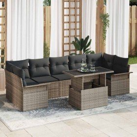 Conjunto de sofá de jardín con cojín 8 pcs Gris ratán sintético en Sofás de exterior | Comprar online en Foru.es
