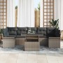 Conjunto de sofá de jardín con cojín 8 pcs Gris ratán sintético en Sofás de exterior | Comprar online en Foru.es