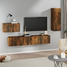 Set de muebles de TV 4 pzas madera contrachapada roble ahumado de vidaXL, Muebles TV - Ref: Foro24-3114339, Precio: 125,46 €,...