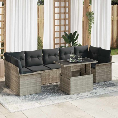 Conjunto de sofá de jardín 8 pcs Gris Claro ratán sintético en Sofás de exterior | Comprar online en Foru.es
