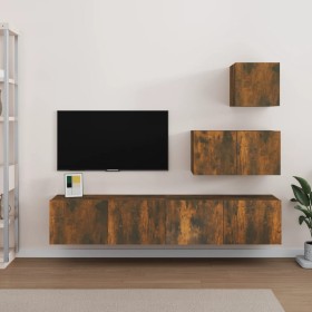 Set de muebles de TV 4 pzas madera contrachapada roble ahumado de vidaXL, Muebles TV - Ref: Foro24-3114643, Precio: 113,20 €,...