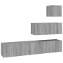 Set de muebles para TV 4 pzas madera contrachapada gris Sonoma de vidaXL, Muebles TV - Ref: Foro24-3114652, Precio: 126,59 €,...