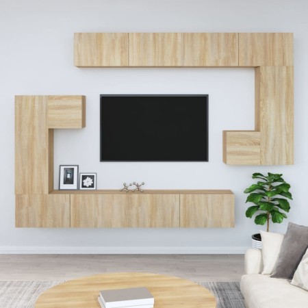 Mueble de pared para TV madera contrachapada color roble sonoma de vidaXL, Muebles TV - Ref: Foro24-3114592, Precio: 369,49 €...
