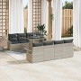 Conjunto de sofá de jardín 9 pcs Gris Claro ratán sintético en Sofás de exterior | Comprar online en Foru.es