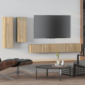 Set de muebles para TV 4 pzas madera contrachapada roble Sonoma de vidaXL, Muebles TV - Ref: Foro24-3114632, Precio: 193,65 €...