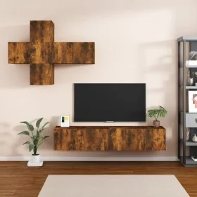 7-teiliges TV-Schrankset aus geräuchertem Eichensperrholz von vidaXL, TV-Möbel - Ref: Foro24-3114507, Preis: 166,28 €, Rabatt: %