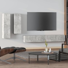 Set de muebles de TV 4 pzas madera contrachapada gris hormigón de vidaXL, Muebles TV - Ref: Foro24-3114633, Precio: 193,59 €,...
