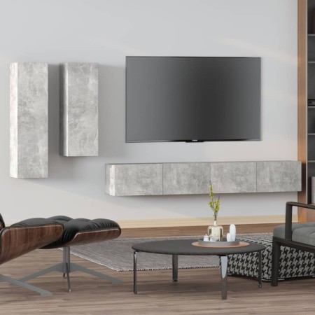 Set de muebles de TV 4 pzas madera contrachapada gris hormigón de vidaXL, Muebles TV - Ref: Foro24-3114633, Precio: 193,59 €,...