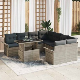 Conjunto de sofá de jardín 9 pcs Gris Claro ratán sintético en Sofás de exterior | Comprar online en Foru.es