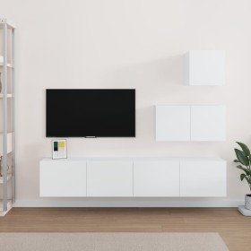 Set de muebles para TV 4 piezas madera contrachapada blanco de vidaXL, Muebles TV - Ref: Foro24-3114638, Precio: 154,21 €, De...