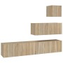 Set de muebles para TV 4 pzas madera contrachapada roble Sonoma de vidaXL, Muebles TV - Ref: Foro24-3114648, Precio: 140,51 €...