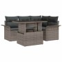 Conjunto de sofá de jardín con cojín 5 pcs Gris Poliratán en Sofás de exterior | Comprar online en Foru.es