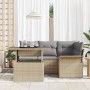 Conjunto de sofá de jardín con cojín 5 pcs Beige Poliratán en Sofás de exterior | Comprar online en Foru.es