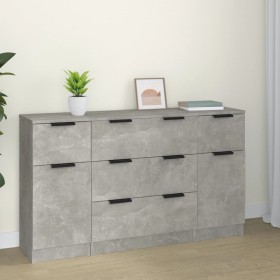Set de aparador 3 piezas madera contrachapada gris hormigón de vidaXL, Aparadores - Ref: Foro24-3115823, Precio: 168,75 €, De...