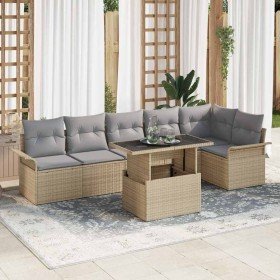Conjunto de sofá de jardín 7 pcs Beige ratán sintético en Sofás de exterior | Comprar online en Foru.es