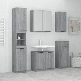 Set de muebles de baño 5 pzas madera contrachapada gris sonoma de vidaXL, Muebles de baño - Ref: Foro24-3115858, Precio: 287,...