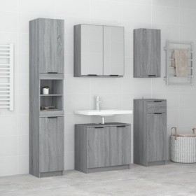 Set de muebles de baño 5 pzas madera contrachapada gris sonoma de vidaXL, Muebles de baño - Ref: Foro24-3115858, Precio: 293,...