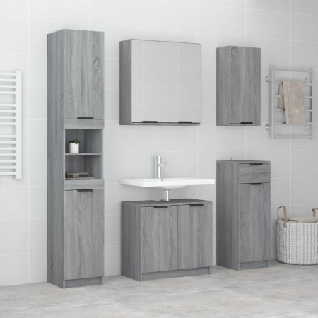 Set de muebles de baño 5 pzas madera contrachapada gris sonoma de vidaXL, Muebles de baño - Ref: Foro24-3115858, Precio: 293,...