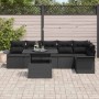 Conjunto de sofá de jardín con cojín 7 pcs Negro Poliratán en Sofás de exterior | Comprar online en Foru.es
