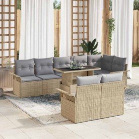 Conjunto de sofá de jardín con cojín 9 pcs Beige Poliratán en Sofás de exterior | Comprar online en Foru.es