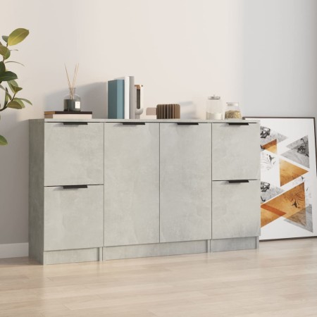 Aparadores 3 piezas madera contrachapada gris cemento de vidaXL, Aparadores - Ref: Foro24-3115847, Precio: 126,78 €, Descuent...