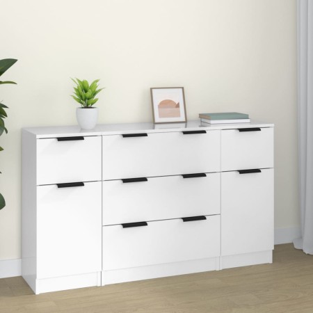 Set de aparador 3 piezas madera contrachapada blanco brillante de vidaXL, Aparadores - Ref: Foro24-3115824, Precio: 198,72 €,...