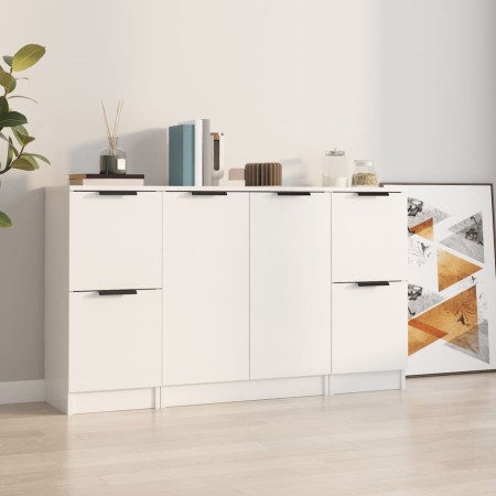 Aparadores 3 uds madera contrachapada blanco brillo de vidaXL, Aparadores - Ref: Foro24-3115848, Precio: 162,64 €, Descuento: %
