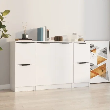Aparadores 3 uds madera contrachapada blanco brillo de vidaXL, Aparadores - Ref: Foro24-3115848, Precio: 156,94 €, Descuento: %