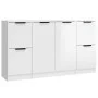 Aparadores 3 uds madera contrachapada blanco brillo de vidaXL, Aparadores - Ref: Foro24-3115848, Precio: 156,94 €, Descuento: %