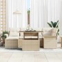 Conjunto de sofá de jardín con cojín 7 pcs Beige Poliratán en Sofás de exterior | Comprar online en Foru.es