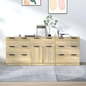 Sonoma Eiche Sperrholz Anrichte 3 Stück von vidaXL, Sideboards - Ref: Foro24-3115798, Preis: 220,38 €, Rabatt: %