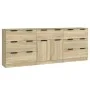 Aparador de 3 piezas madera contrachapada color roble Sonoma de vidaXL, Aparadores - Ref: Foro24-3115798, Precio: 220,38 €, D...
