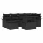 Conjunto de sofá de jardín con cojín 7 pcs Negro Poliratán en Sofás de exterior | Comprar online en Foru.es