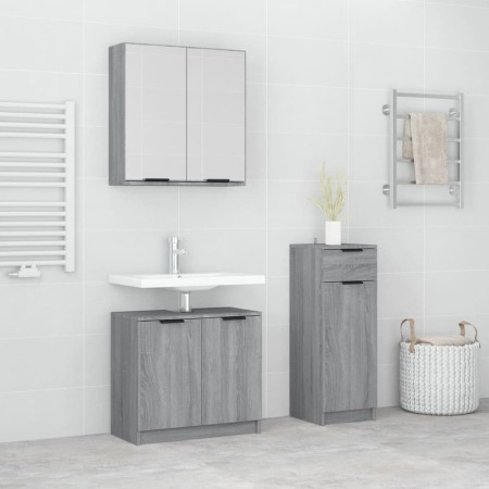 Set de muebles de baño 3 pzas madera contrachapada gris sonoma de vidaXL, Muebles de baño - Ref: Foro24-3115874, Precio: 173,...